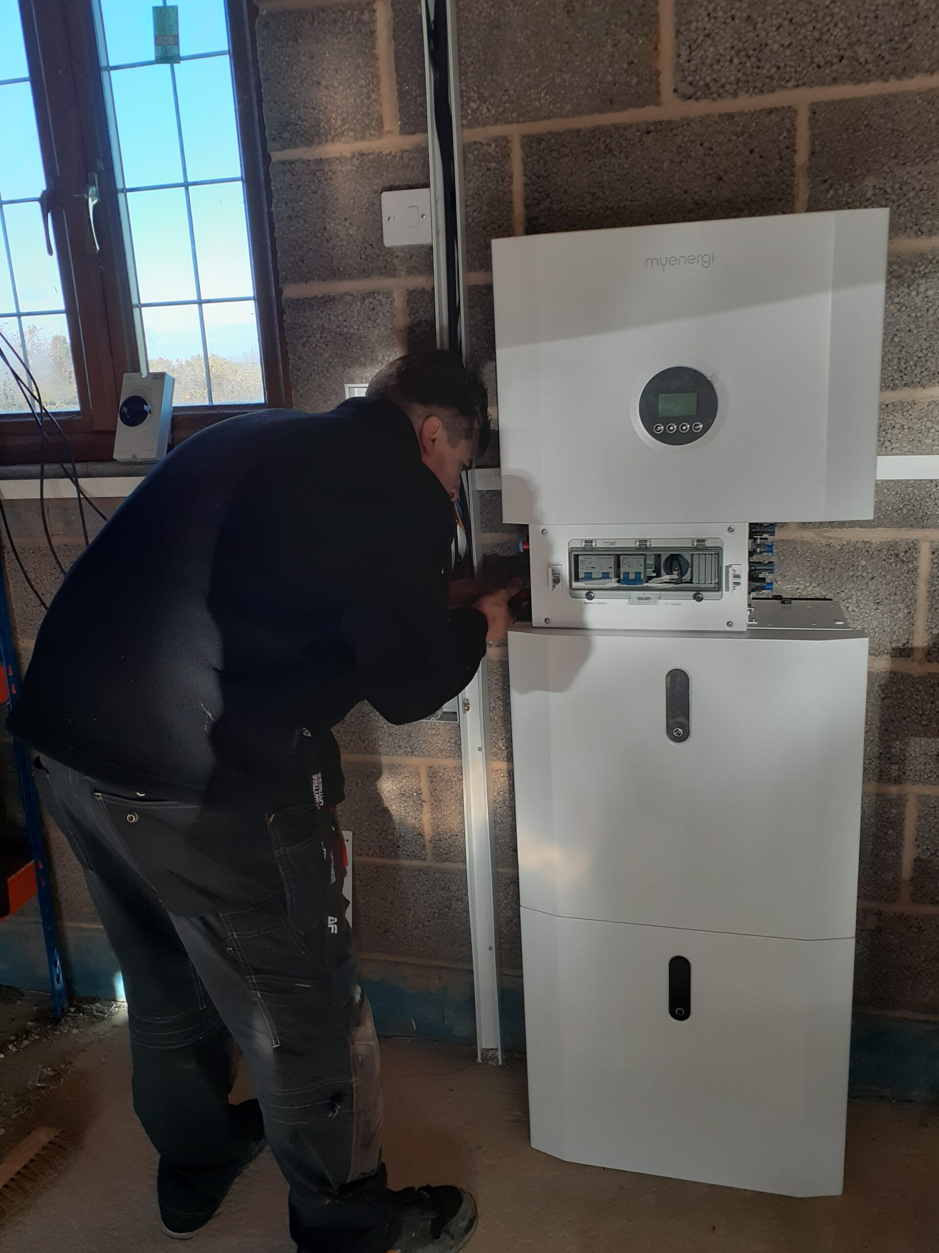 Residential Solar Battery Installation by an Engineer