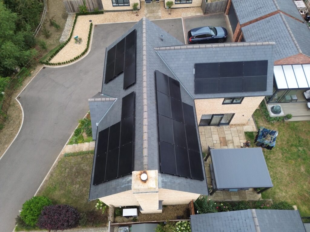 Solar panel installation on multiple roofs of a detached house