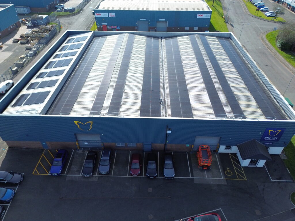Alloy Wire International's roof solar panel installation
