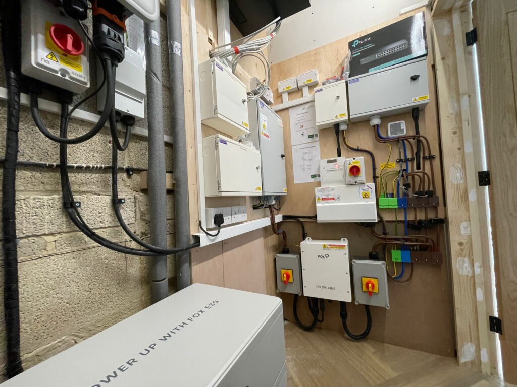 Intricate commercial solar battery storage installation
