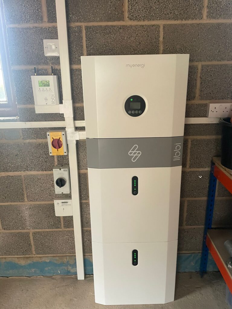 MyEnergi solar battery installed in a residential property's garage
